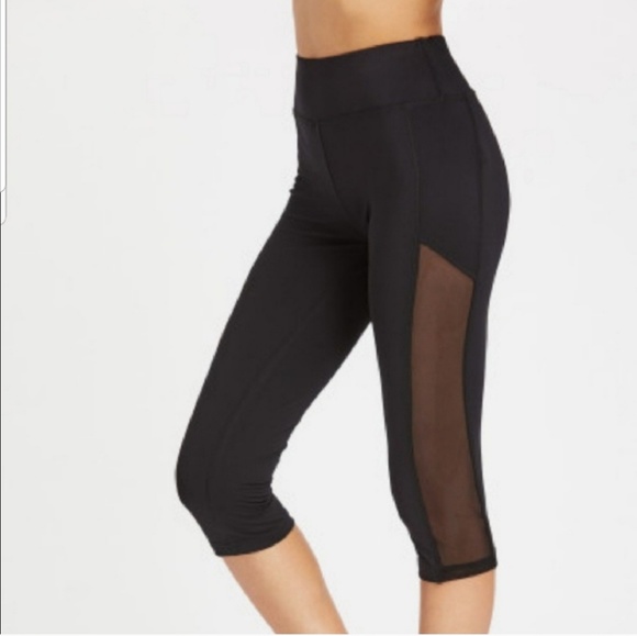 Pants - BLACK MESH PANEL CROPPED LEGGINGS LARGE